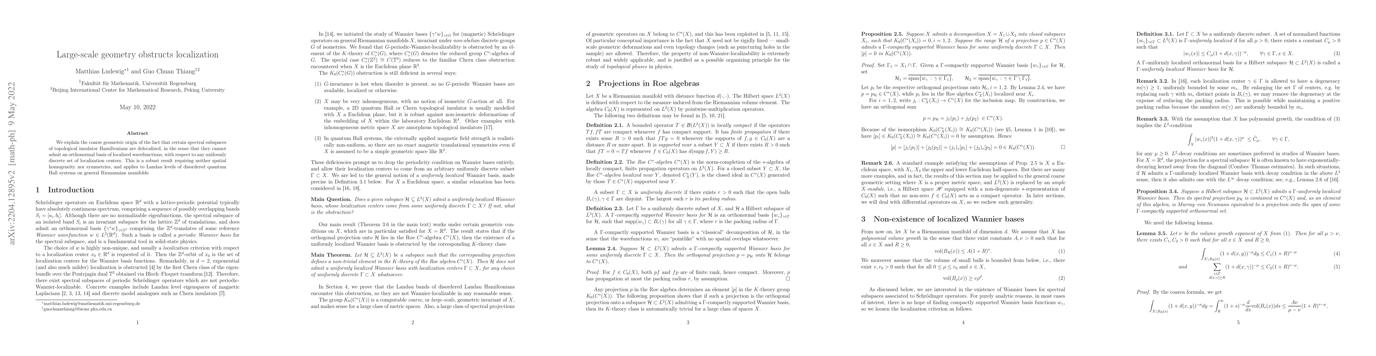 Thumbnail for Large-scale geometry obstructs localization