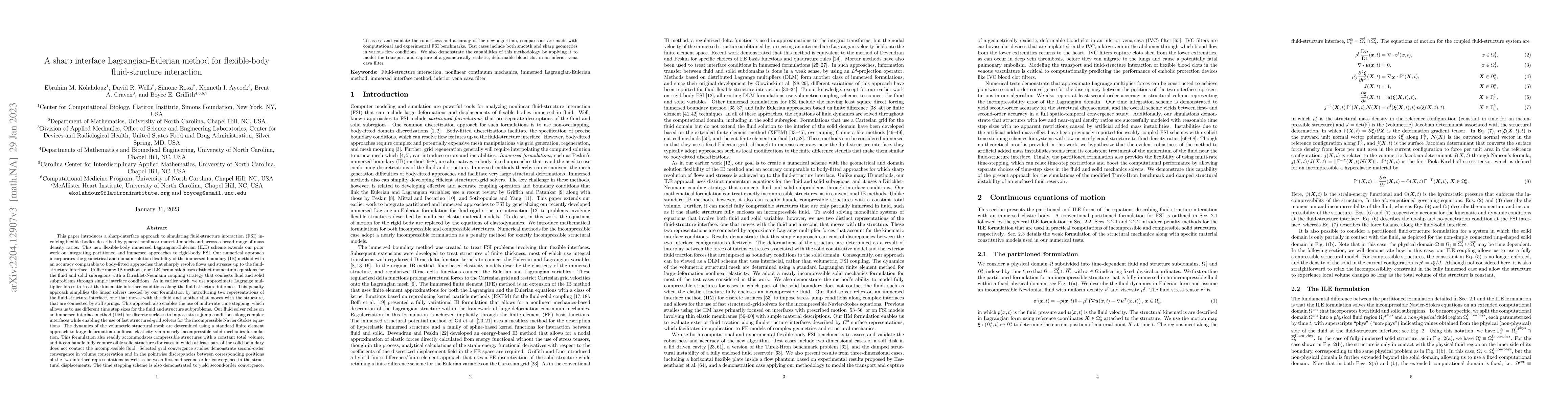 Thumbnail for A sharp interface Lagrangian-Eulerian method for flexible-body
  fluid-structure interaction