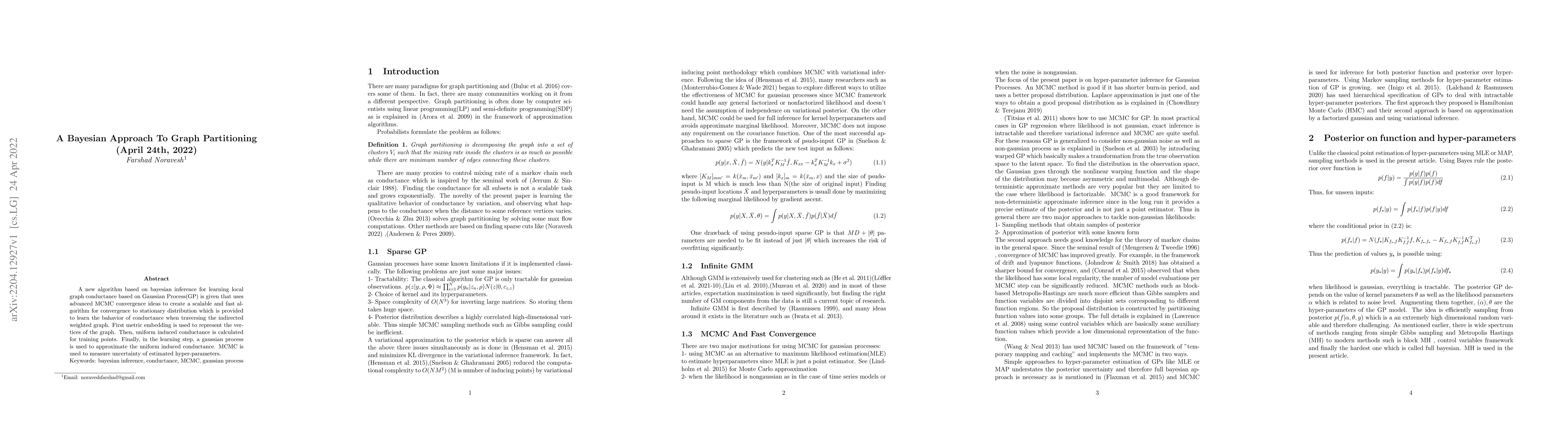 Thumbnail for A Bayesian Approach To Graph Partitioning