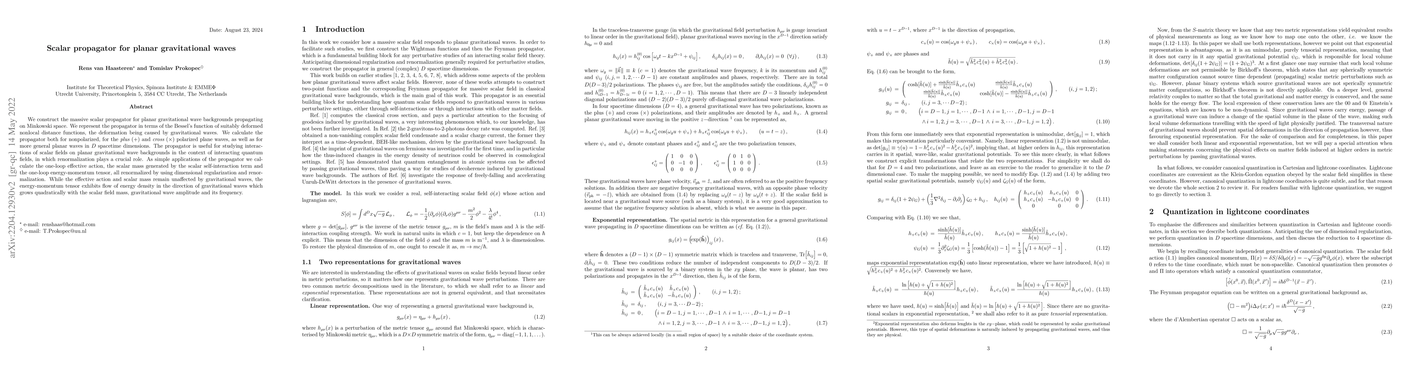 Thumbnail for Scalar propagator for planar gravitational waves