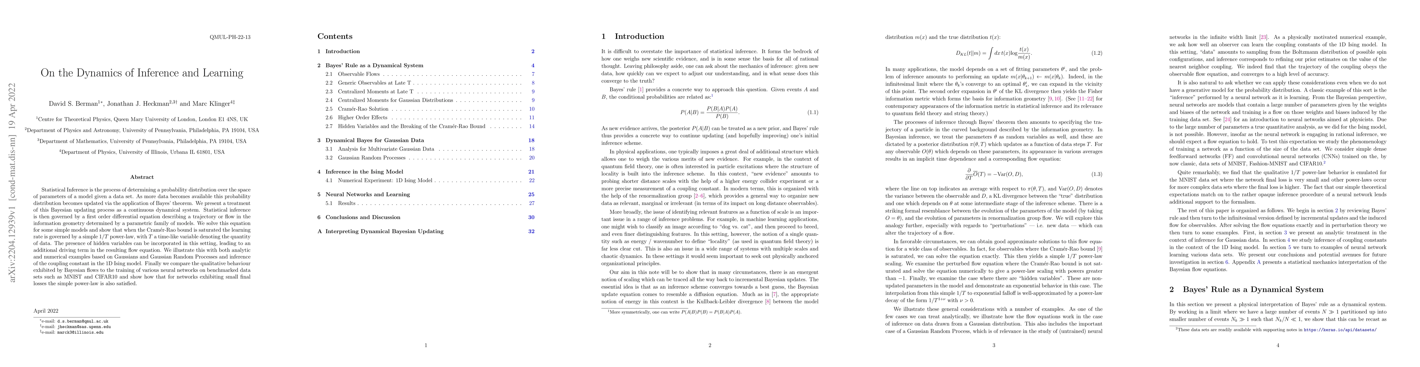 Thumbnail for On the Dynamics of Inference and Learning