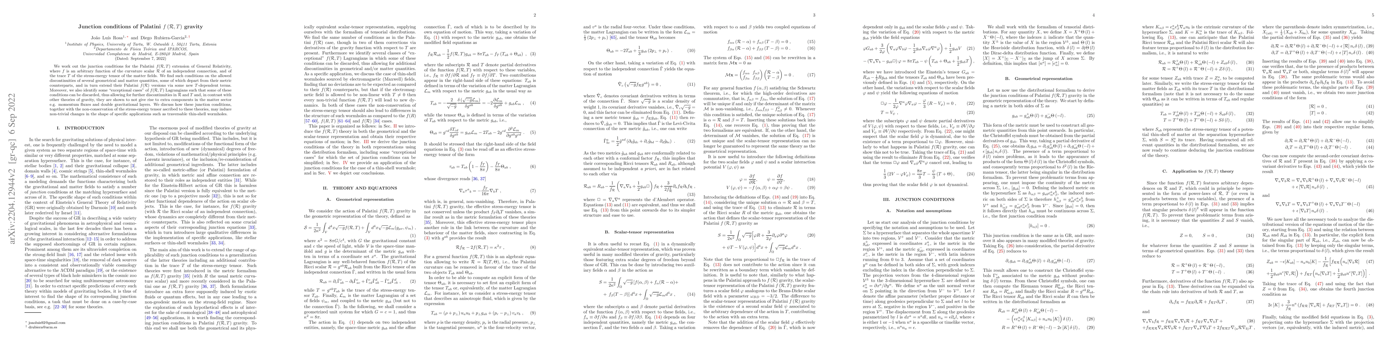 Thumbnail for Junction conditions of Palatini $f\left(\mathcal R,T\right)$ gravity