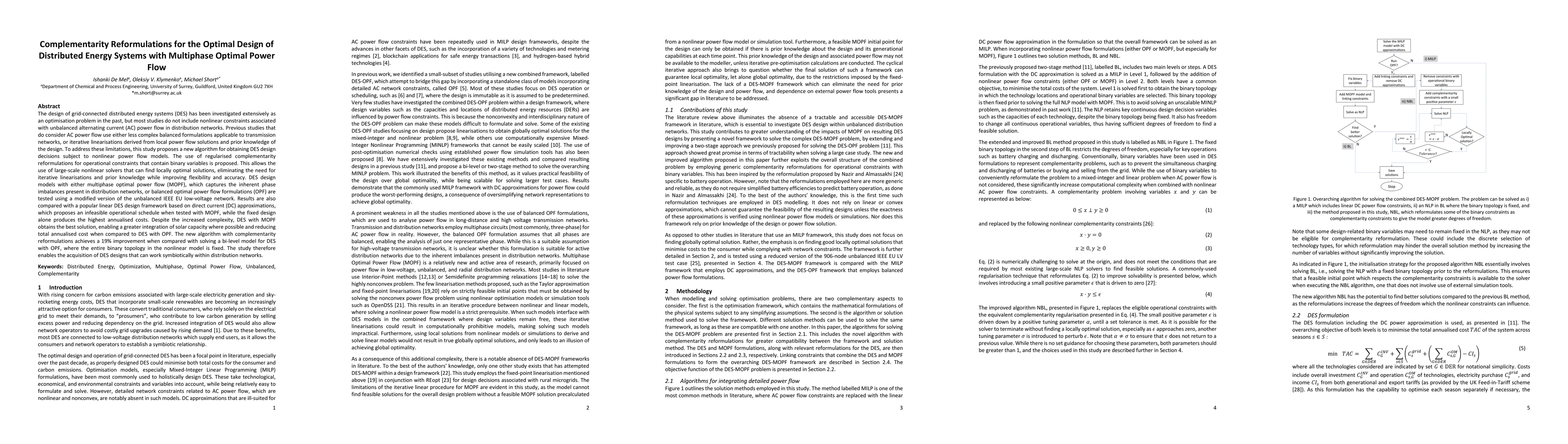 Thumbnail for Complementarity Reformulations for the Optimal Design of Distributed
  Energy Systems with Multiphase Optimal Power Flow