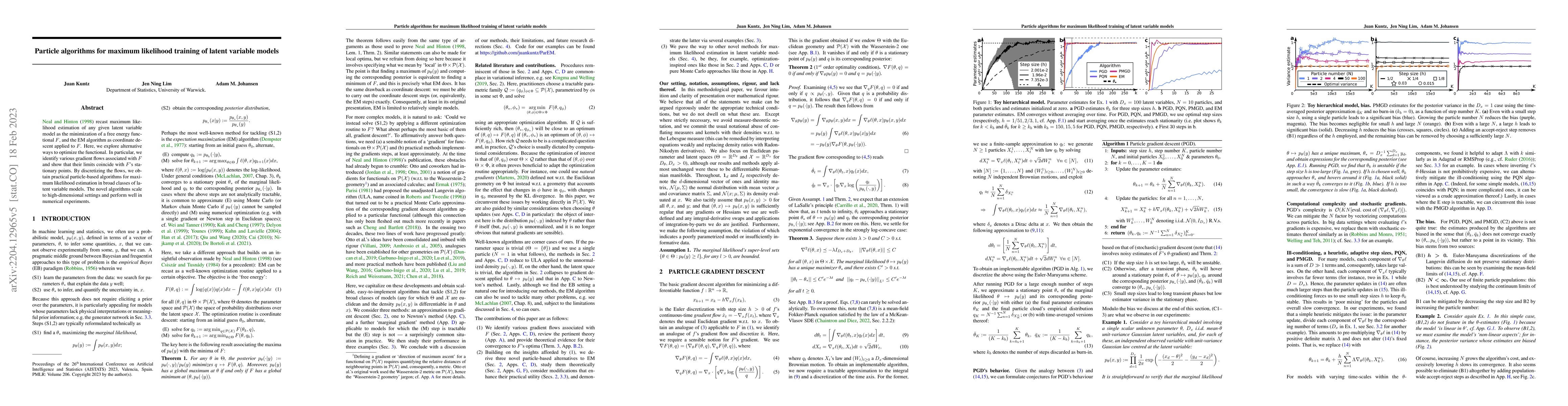 Thumbnail for Particle algorithms for maximum likelihood training of latent variable
  models