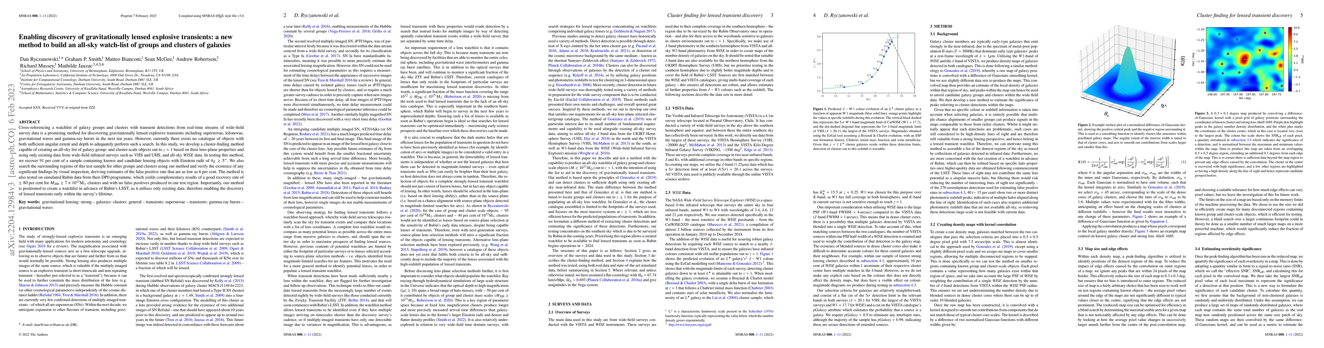 Thumbnail for Enabling discovery of gravitationally lensed explosive transients: a new
  method to build an all-sky watch-list of groups and clusters of galaxies