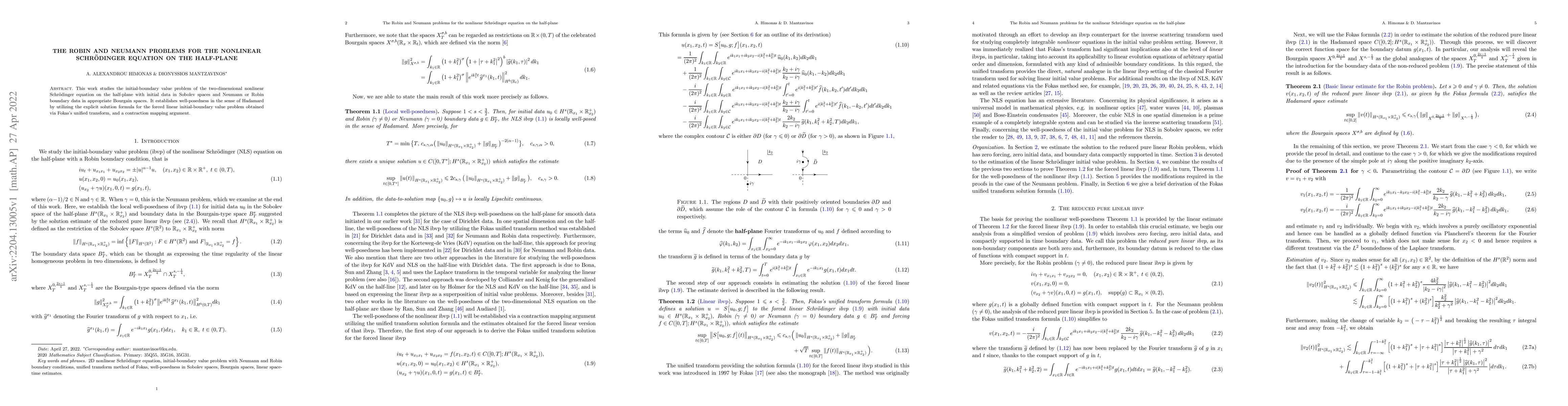 Thumbnail for The Robin and Neumann problems for the nonlinear Schr\"odinger equation
  on the half-plane