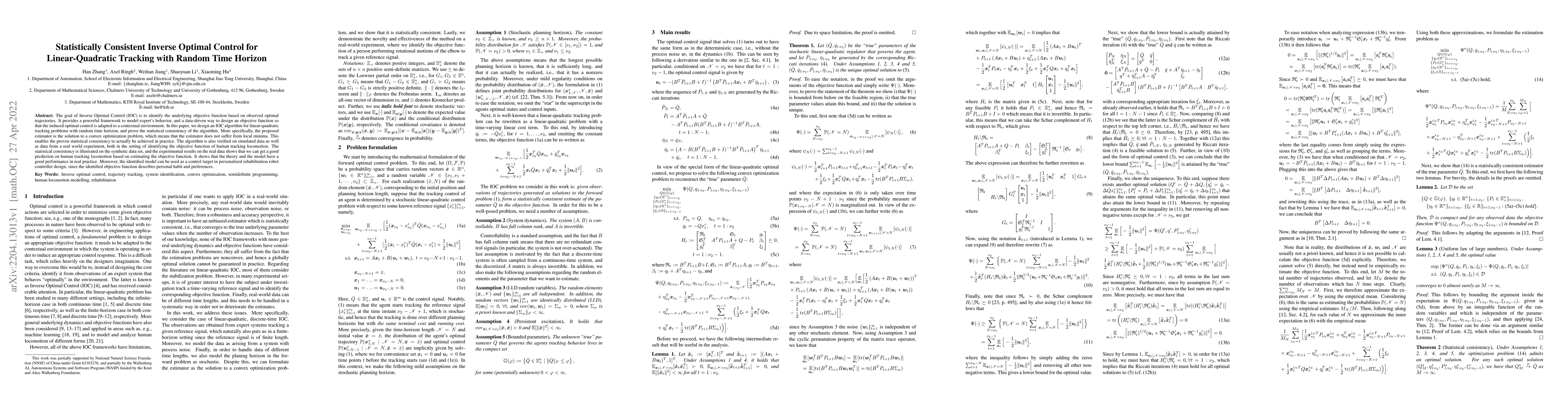 Thumbnail for Statistically Consistent Inverse Optimal Control for Linear-Quadratic
  Tracking with Random Time Horizon