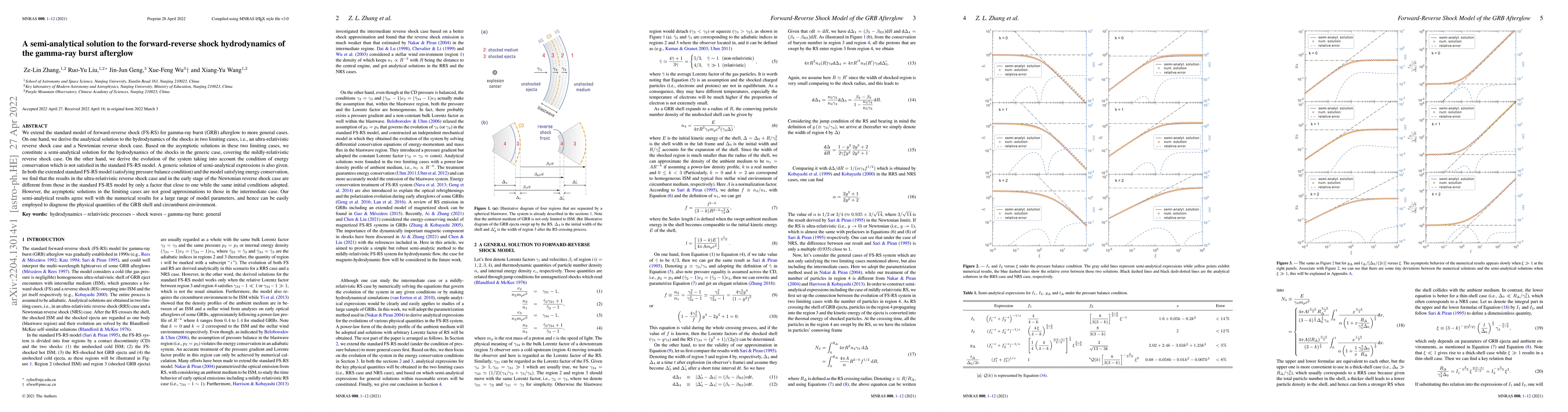 Thumbnail for A semi-analytical solution to the forward-reverse shock hydrodynamics of
  the gamma-ray burst afterglow