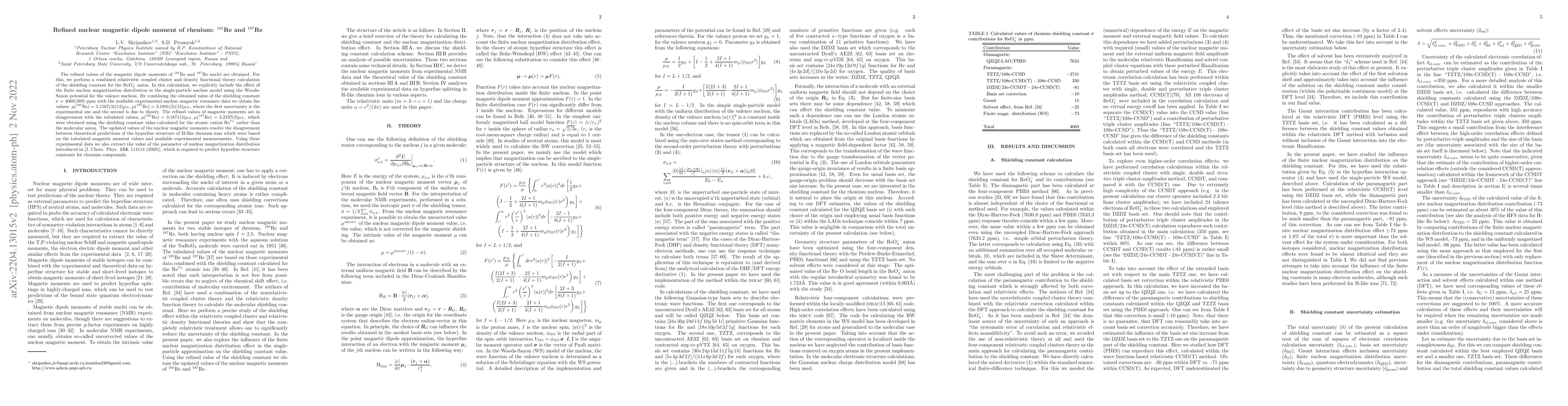 Thumbnail for Refined nuclear magnetic dipole moment of rhenium: $^{185}$Re and
  $^{187}$Re