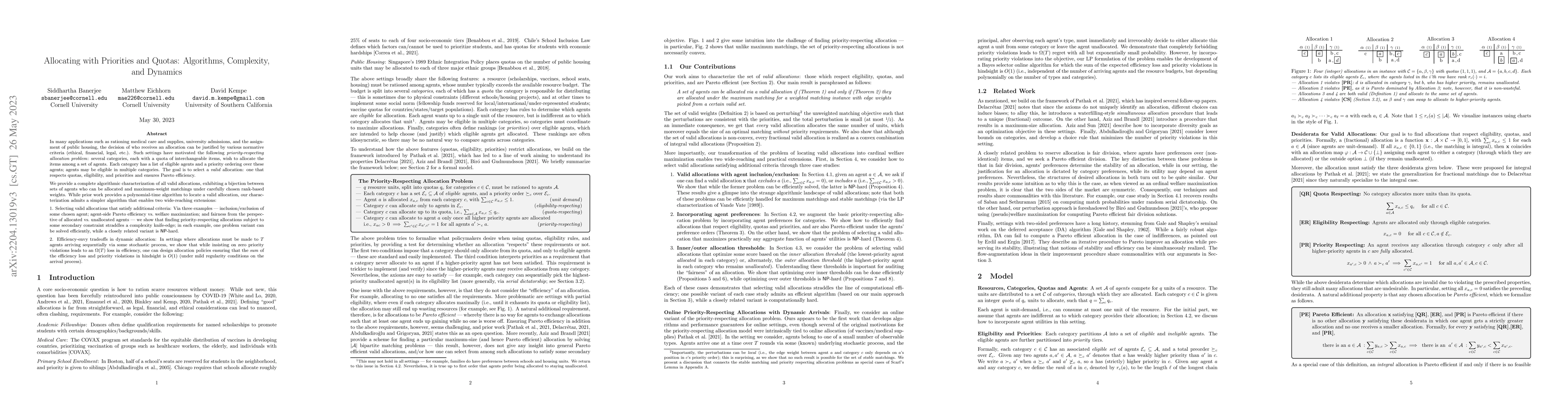 Thumbnail for Allocating with Priorities and Quotas: Algorithms, Complexity, and
  Dynamics