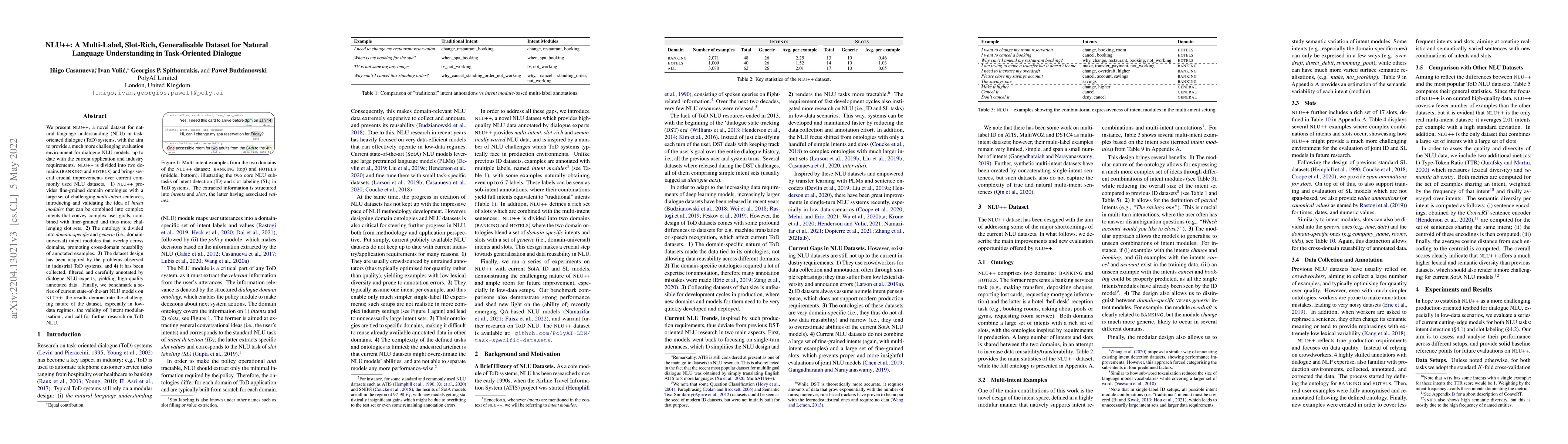 Thumbnail for NLU++: A Multi-Label, Slot-Rich, Generalisable Dataset for Natural
  Language Understanding in Task-Oriented Dialogue