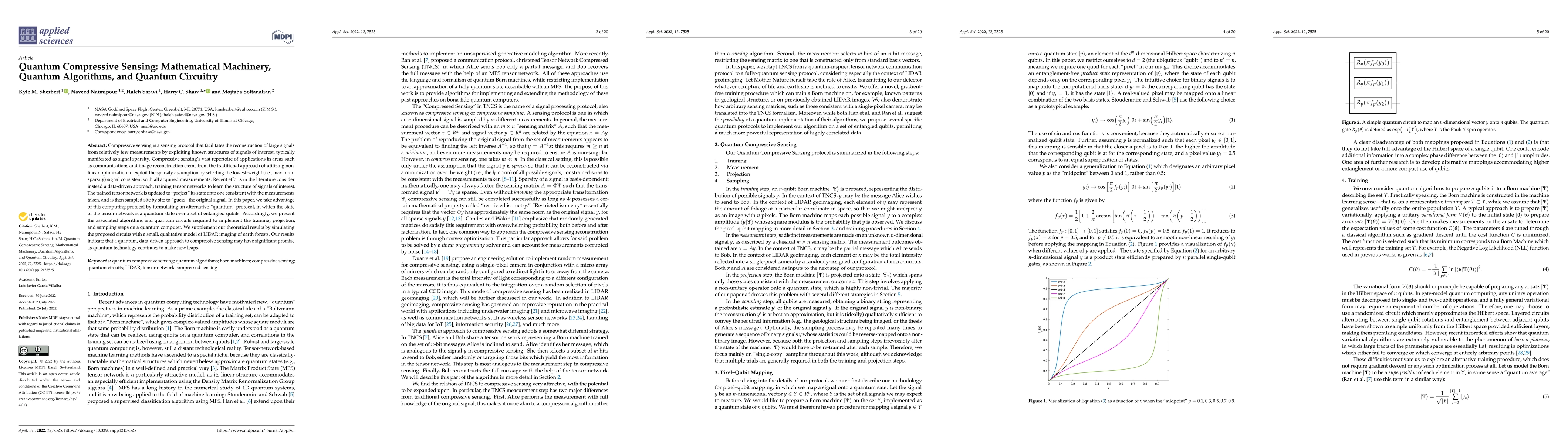 Thumbnail for Quantum Compressive Sensing: Mathematical Machinery, Quantum Algorithms,
  and Quantum Circuitry