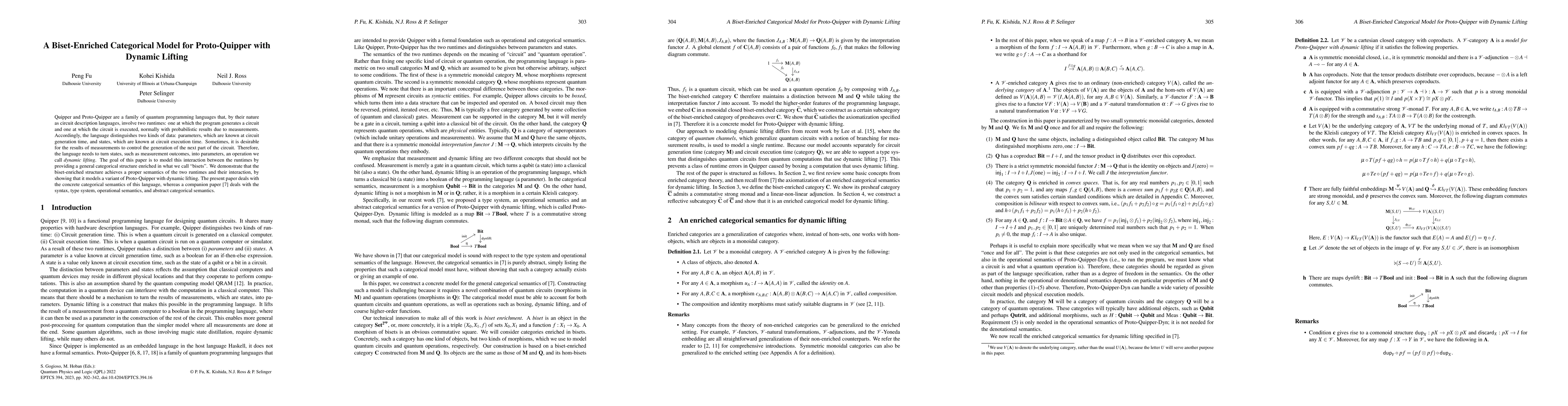 Thumbnail for A Biset-Enriched Categorical Model for Proto-Quipper with Dynamic
  Lifting