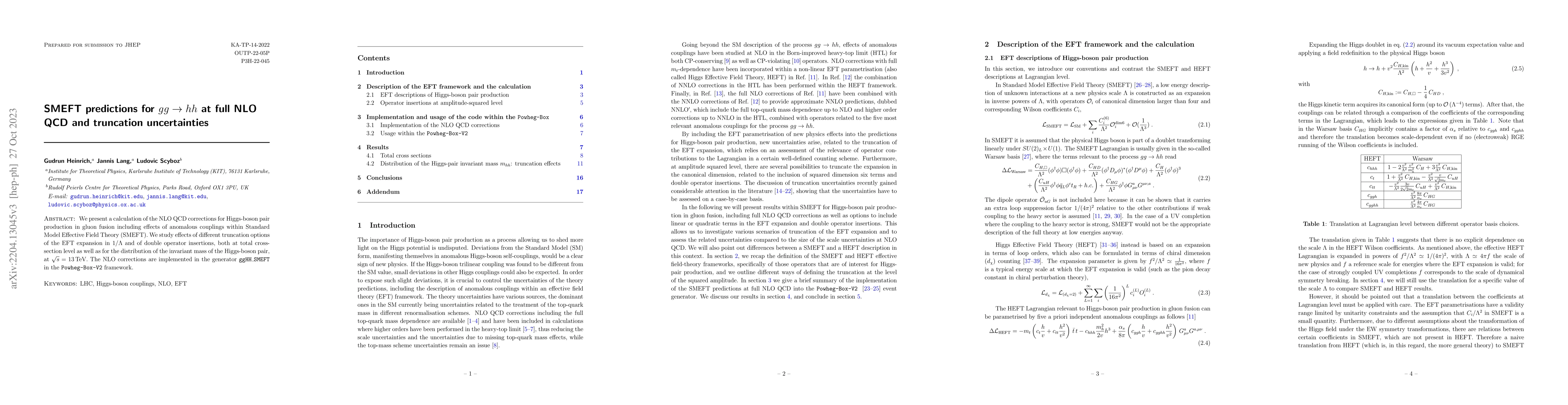 Thumbnail for SMEFT predictions for $gg\to hh$ at full NLO QCD and truncation
  uncertainties