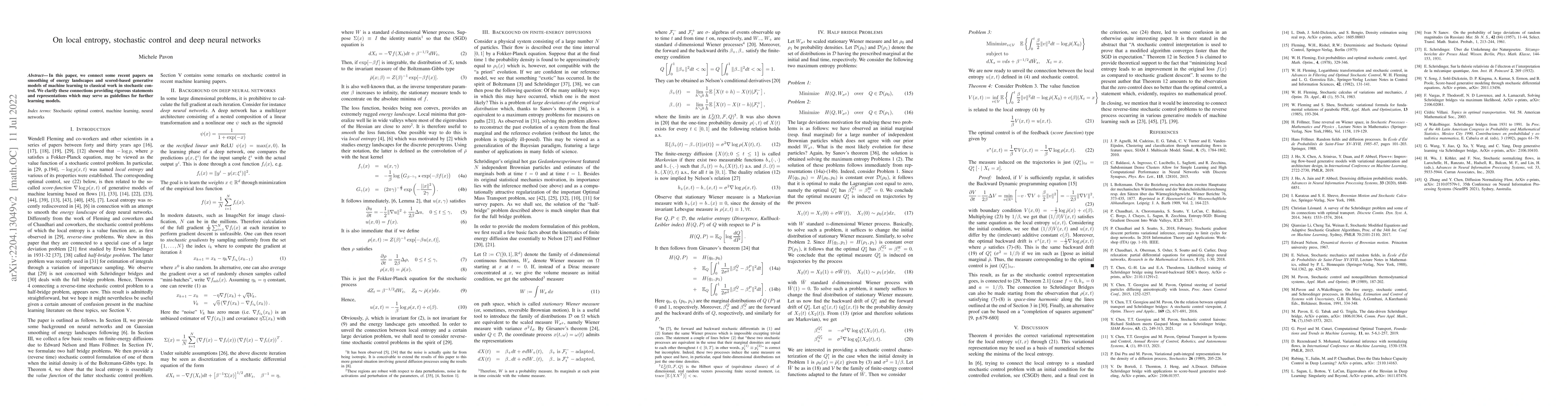 Thumbnail for On local entropy, stochastic control and deep neural networks