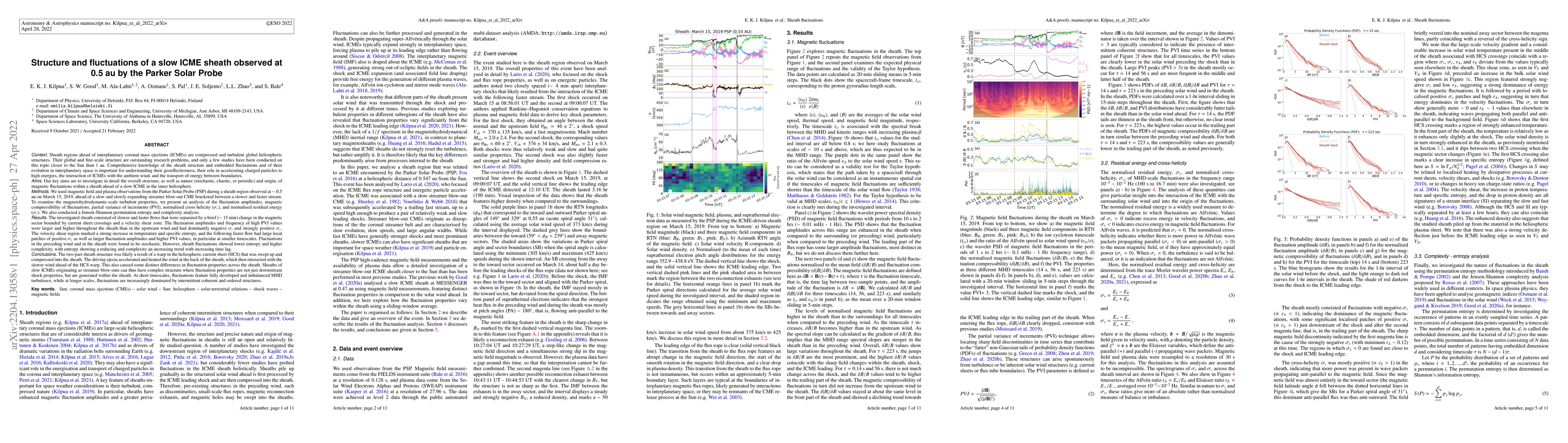 Thumbnail for Structure and fluctuations of a slow ICME sheath observed at 0.5 au by
  the Parker Solar Probe