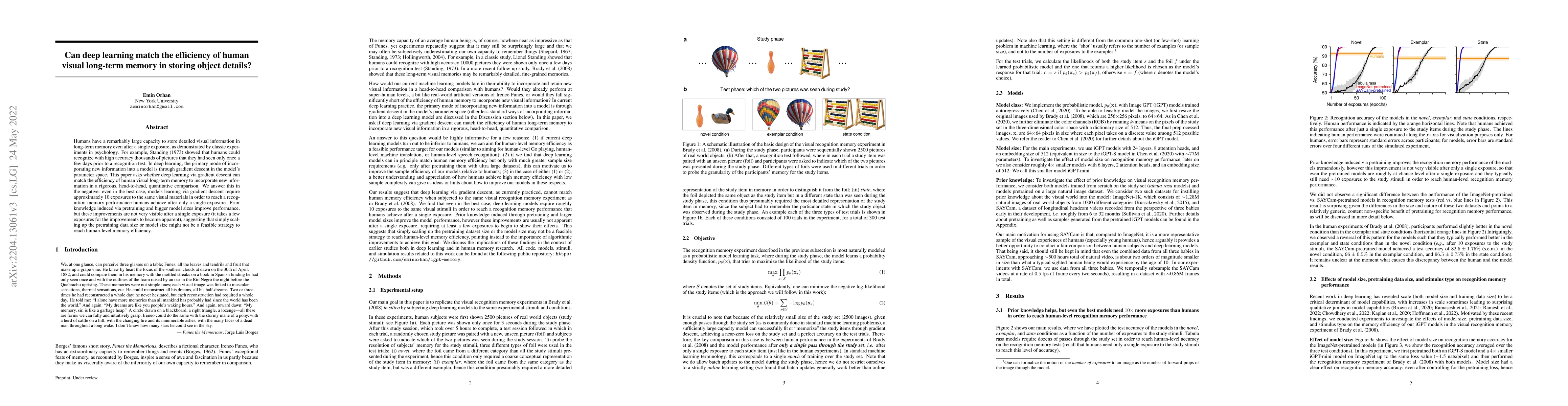 Thumbnail for Can deep learning match the efficiency of human visual long-term memory
  in storing object details?