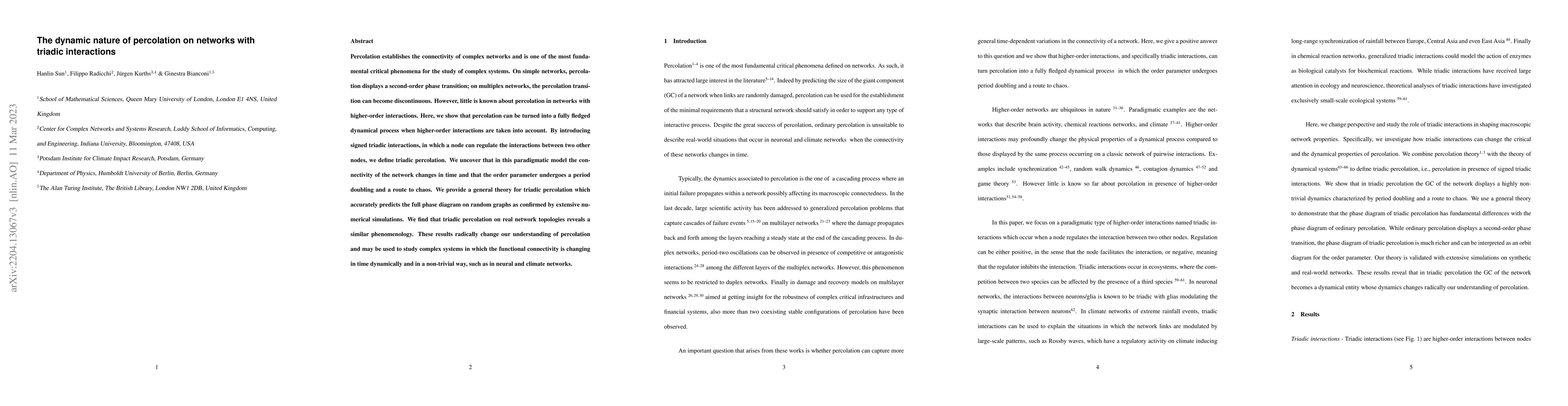 Thumbnail for The dynamic nature of percolation on networks with triadic interactions