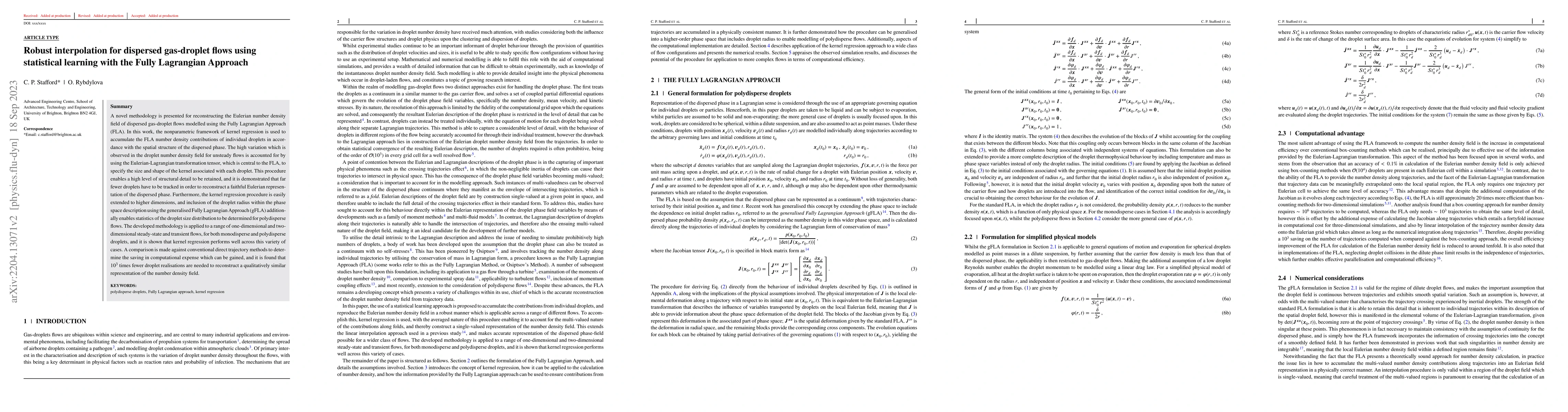 Thumbnail for Robust interpolation for dispersed gas-droplet flows using statistical
  learning with the Fully Lagrangian Approach
