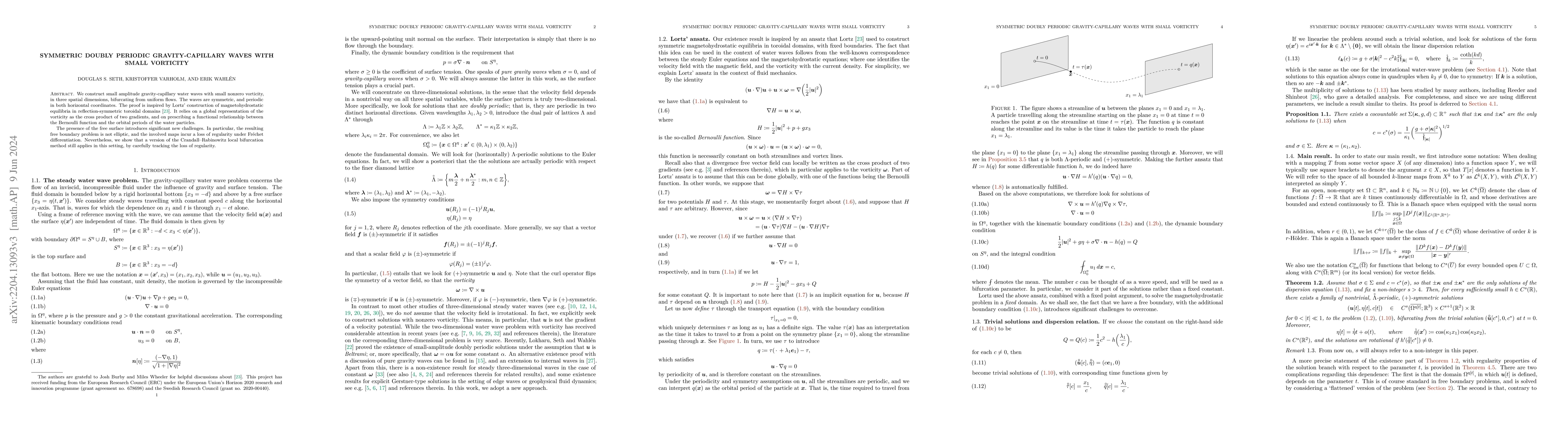 Thumbnail for Symmetric doubly periodic gravity-capillary waves with small vorticity