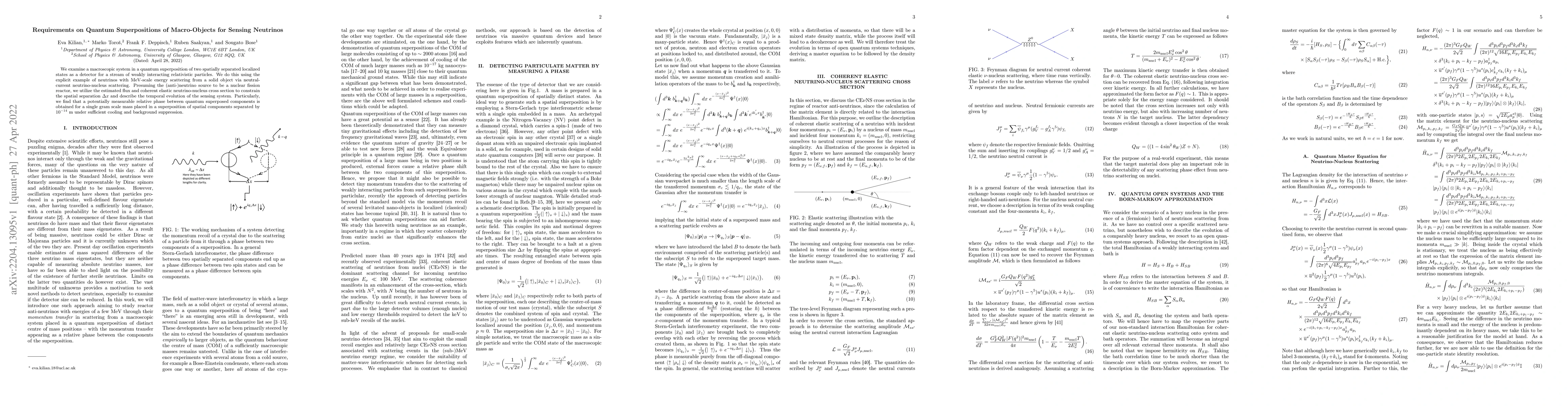 Thumbnail for Requirements on Quantum Superpositions of Macro-Objects for Sensing
  Neutrinos
