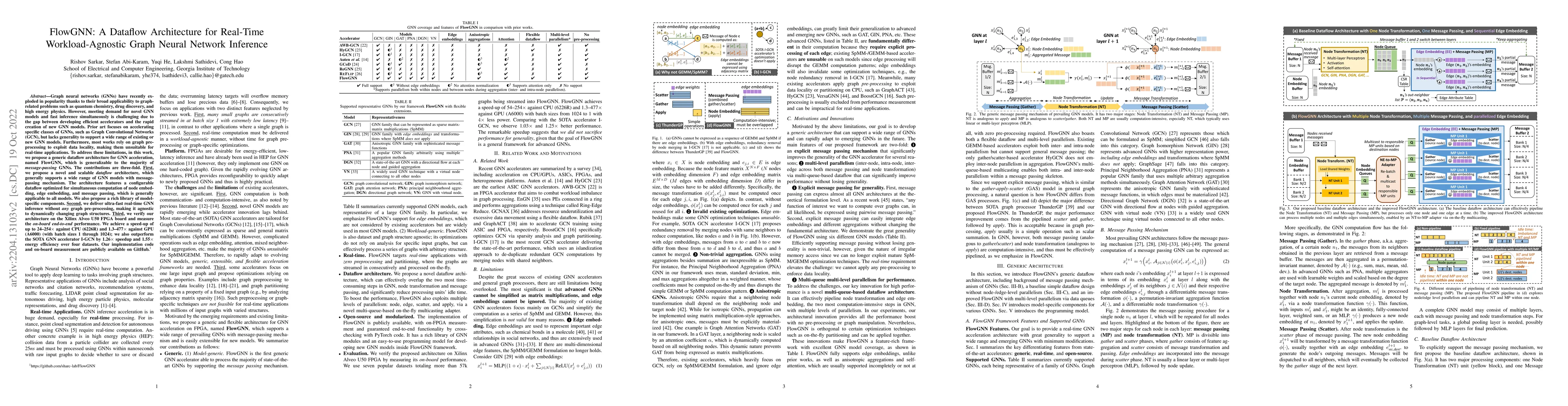 Thumbnail for FlowGNN: A Dataflow Architecture for Real-Time Workload-Agnostic Graph
  Neural Network Inference