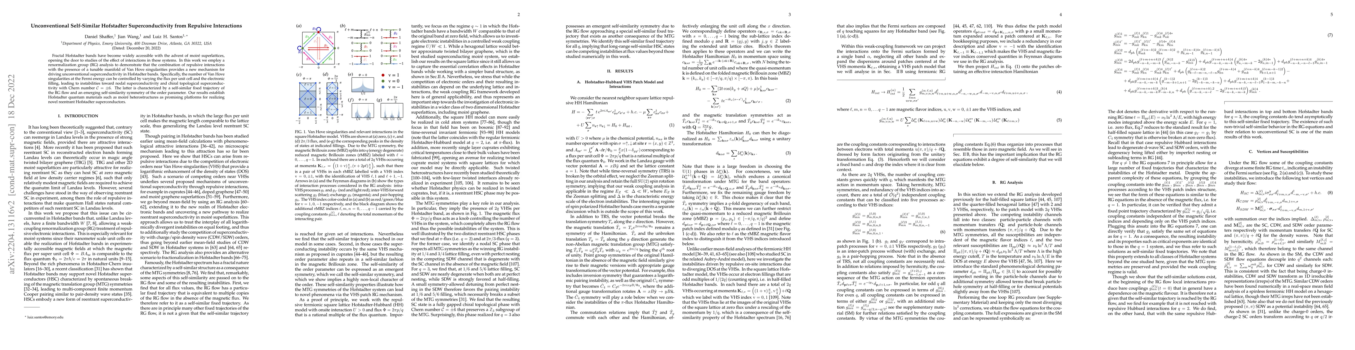 Thumbnail for Unconventional Self-Similar Hofstadter Superconductivity from Repulsive
  Interactions