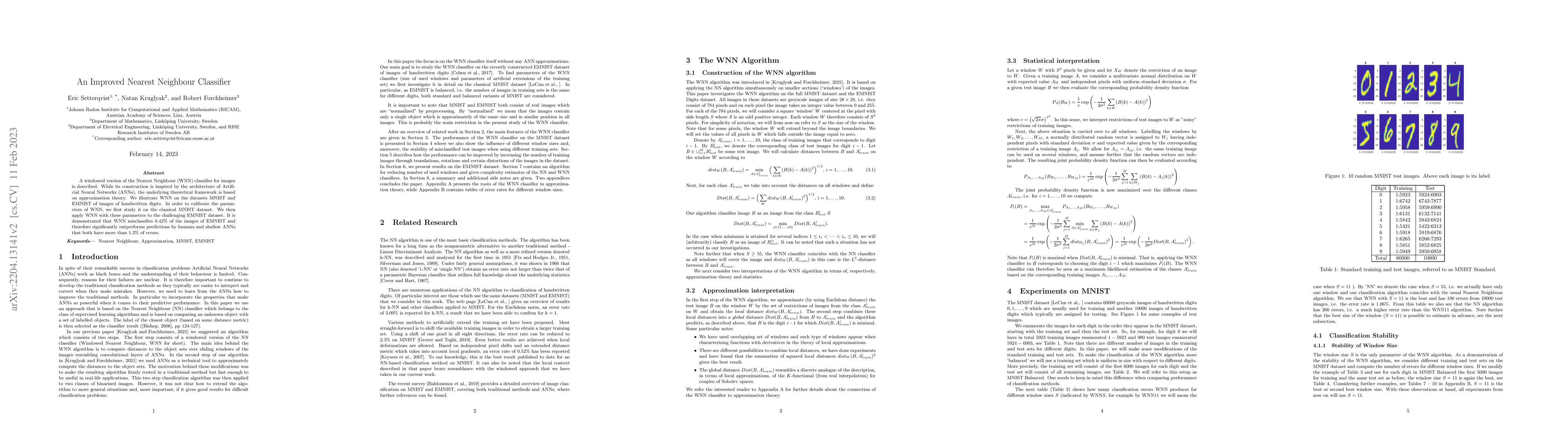 Thumbnail for An Improved Nearest Neighbour Classifier