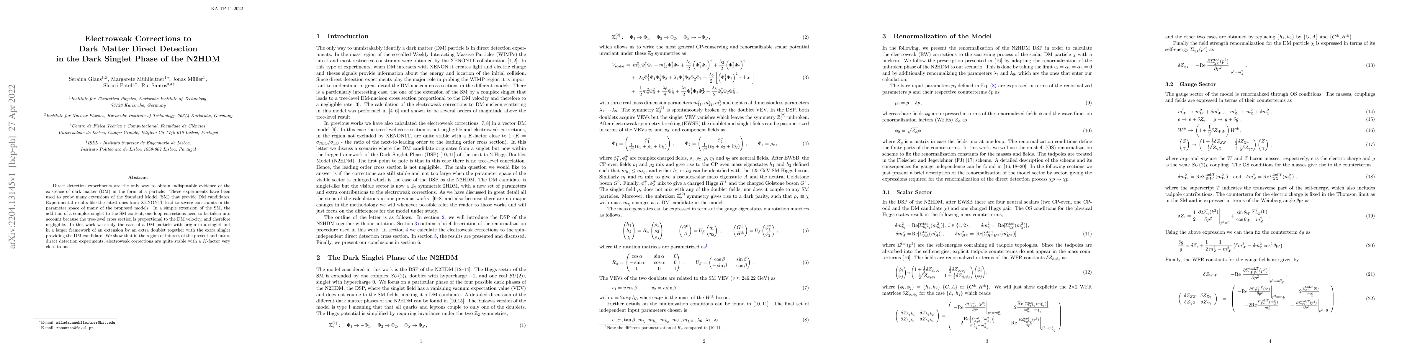 Thumbnail for Electroweak Corrections to Dark Matter Direct Detection in the Dark
  Singlet Phase of the N2HDM