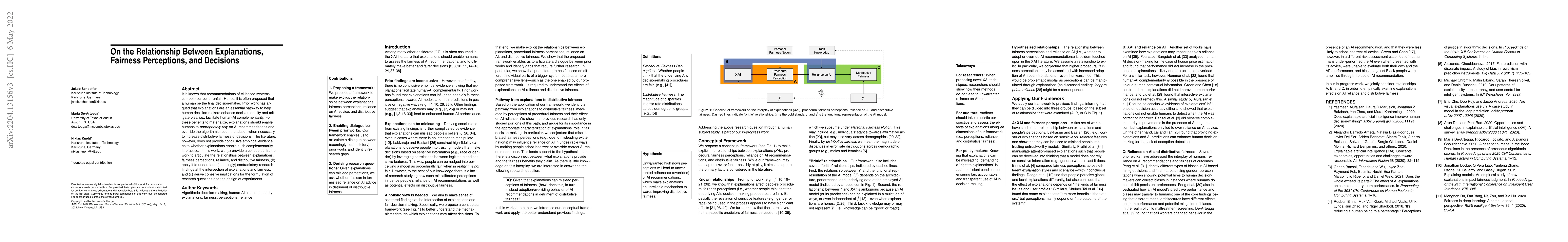 Thumbnail for On the Relationship Between Explanations, Fairness Perceptions, and
  Decisions