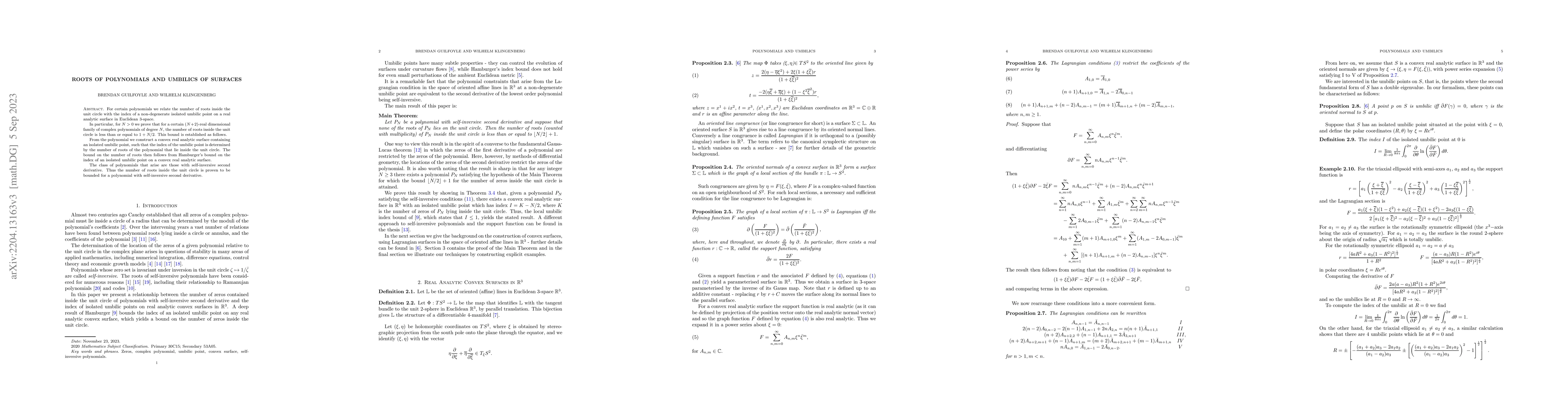 Thumbnail for Roots of Polynomials and Umbilics of Surfaces