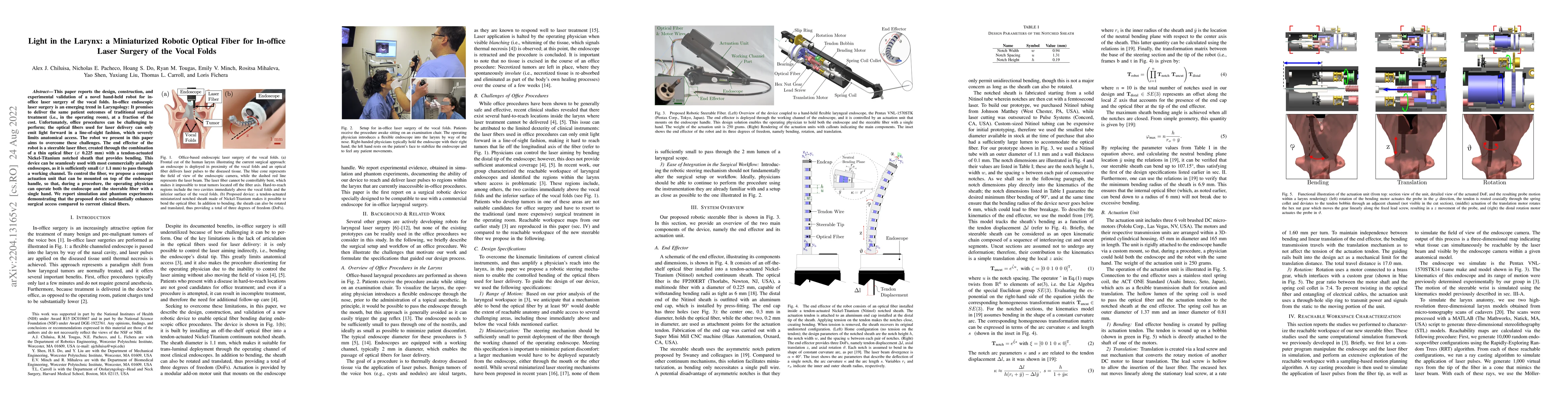 Thumbnail for Light in the Larynx: a Miniaturized Robotic Optical Fiber for In-office
  Laser Surgery of the Vocal Folds