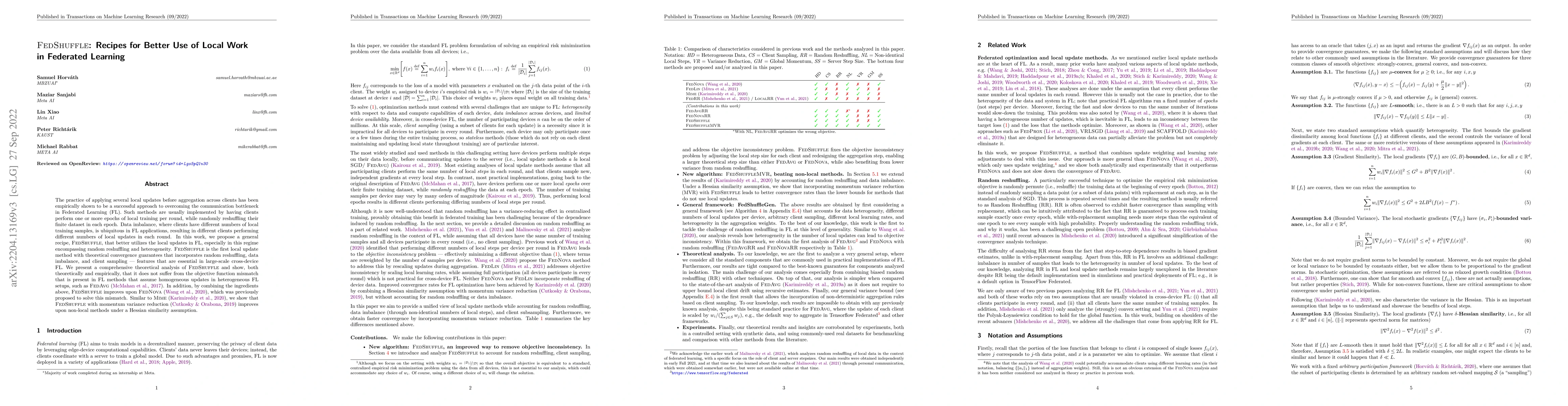 Thumbnail for FedShuffle: Recipes for Better Use of Local Work in Federated Learning