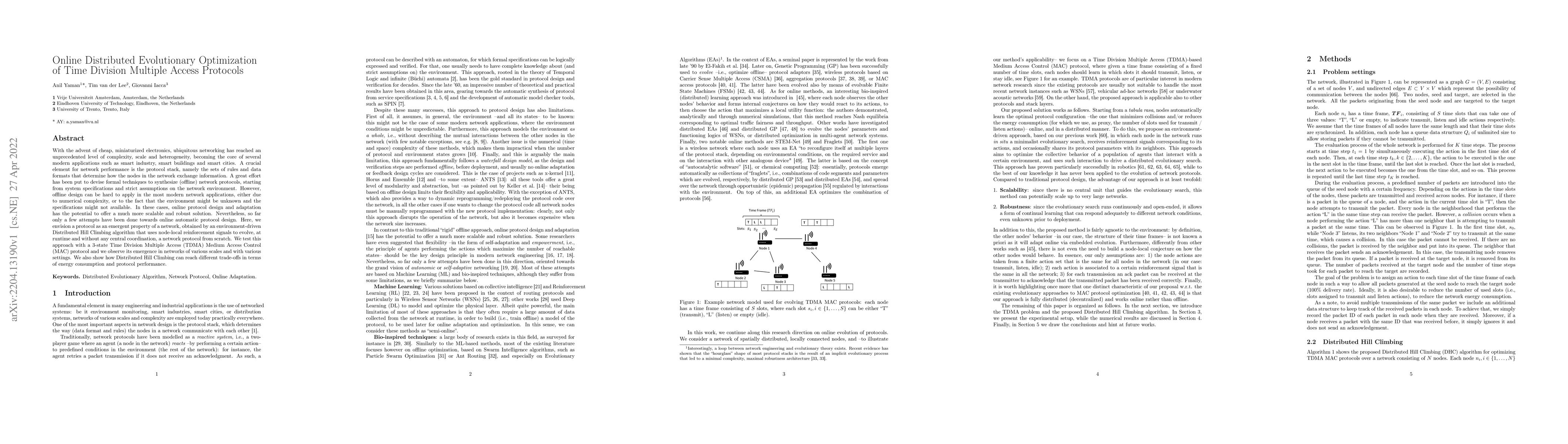 Thumbnail for Online Distributed Evolutionary Optimization of Time Division Multiple
  Access Protocols