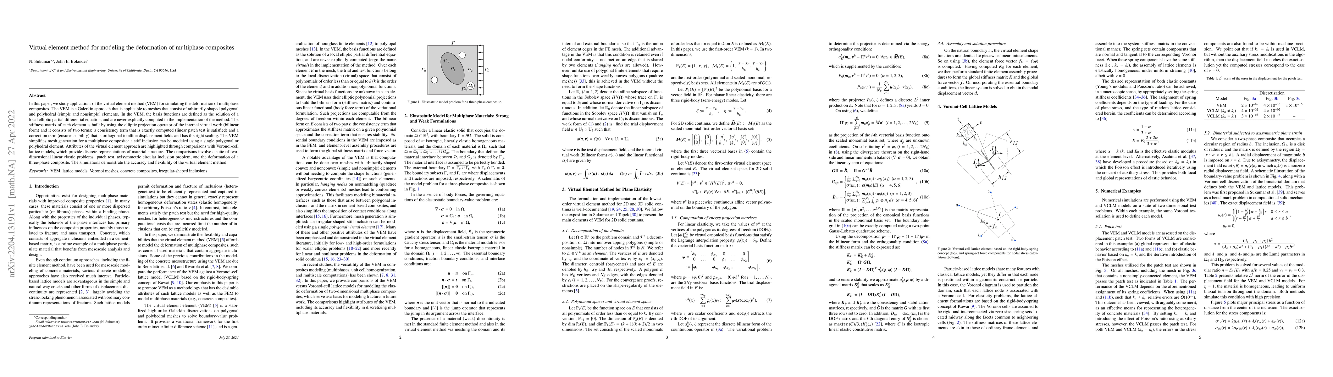 Thumbnail for Virtual element method for modeling the deformation of multiphase
  composites