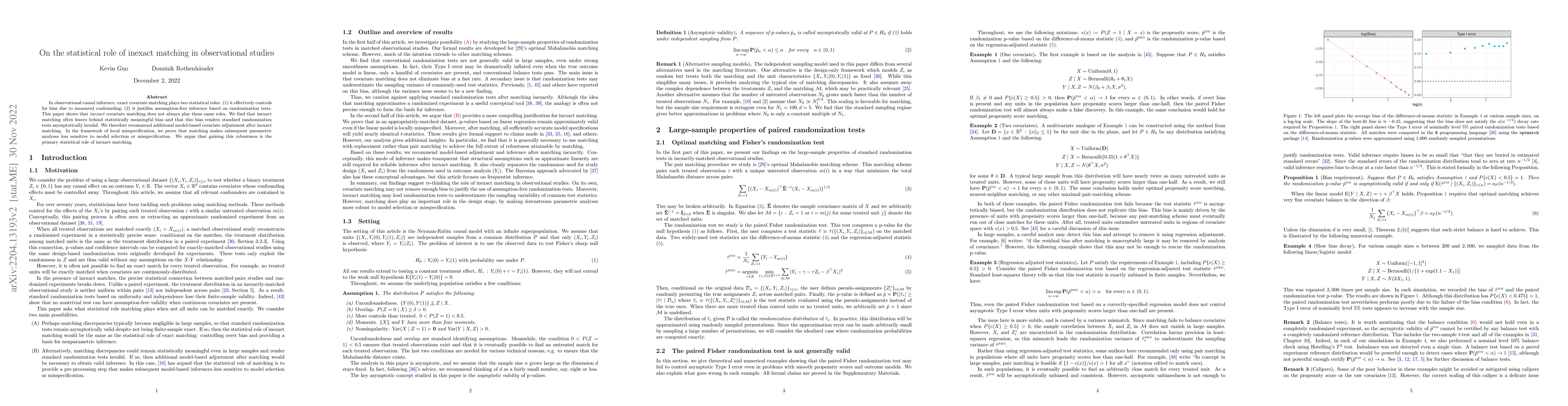 Thumbnail for On the statistical role of inexact matching in observational studies