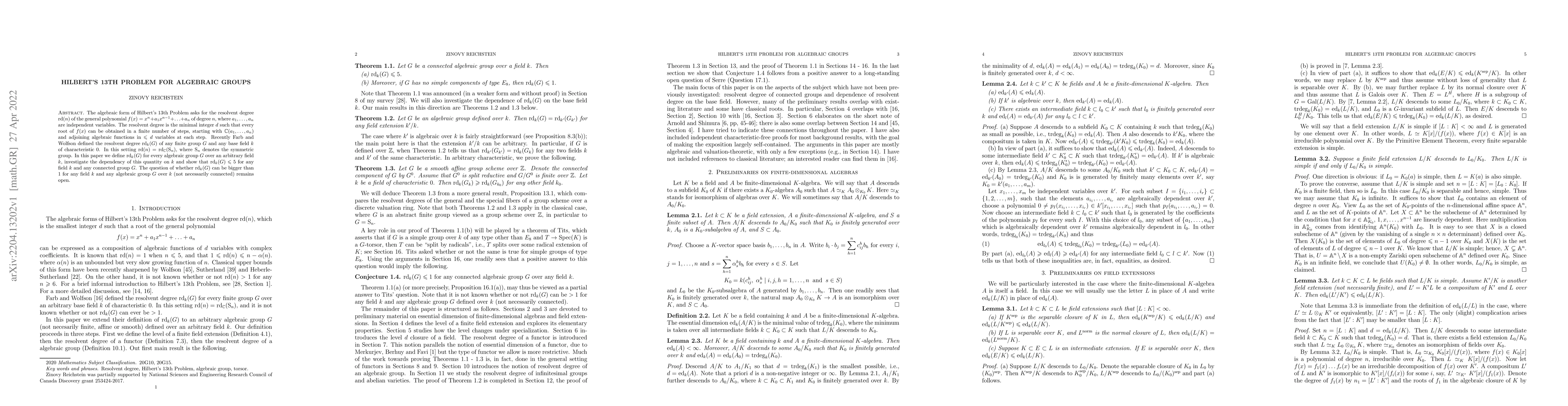 Thumbnail for Hilbert's 13th Problem for Algebraic Groups