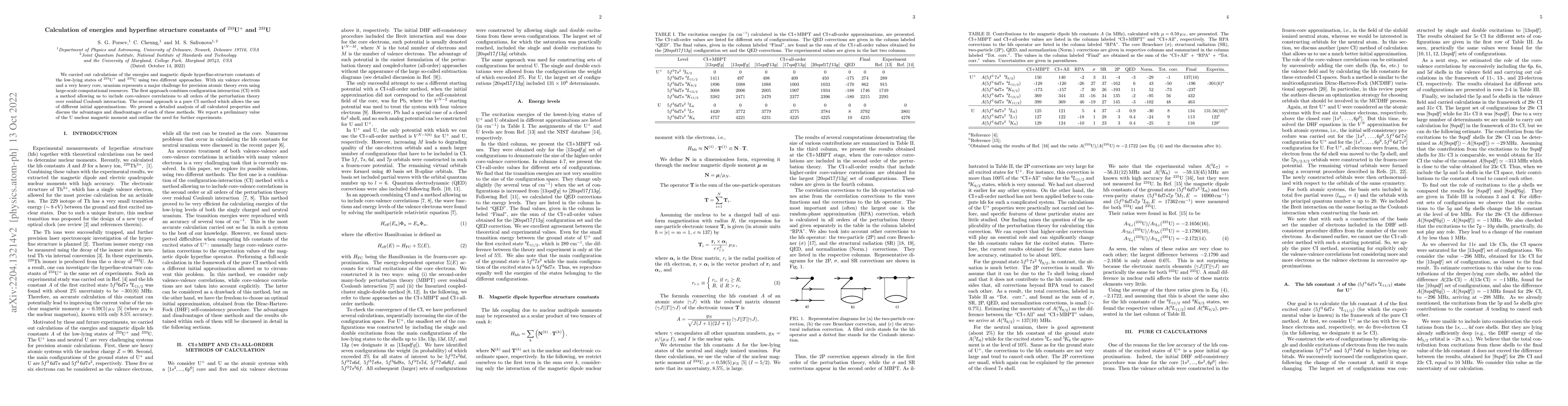 Thumbnail for Calculation of energies and hyperfine structure constants of 233U^+ and
  233U