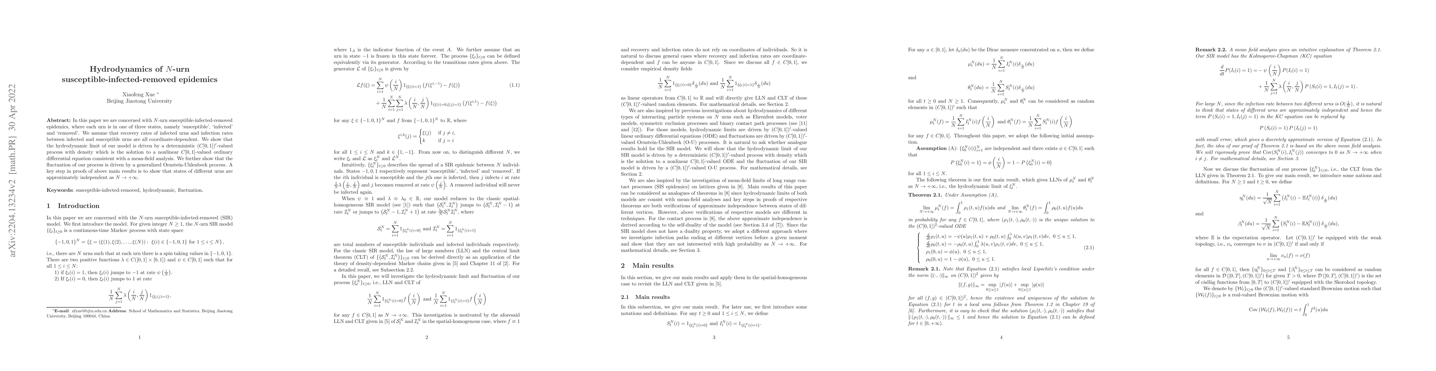Thumbnail for Hydrodynamics of $N$-urn susceptible-infected-removed epidemics