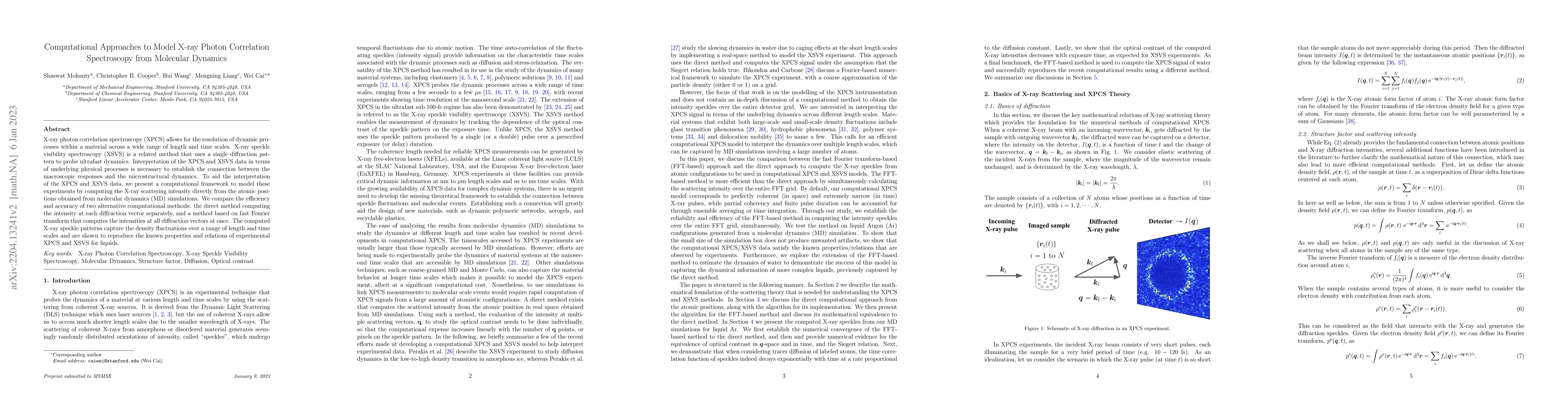 Thumbnail for Computational Approaches to Model X-ray Photon Correlation Spectroscopy
  from Molecular Dynamics