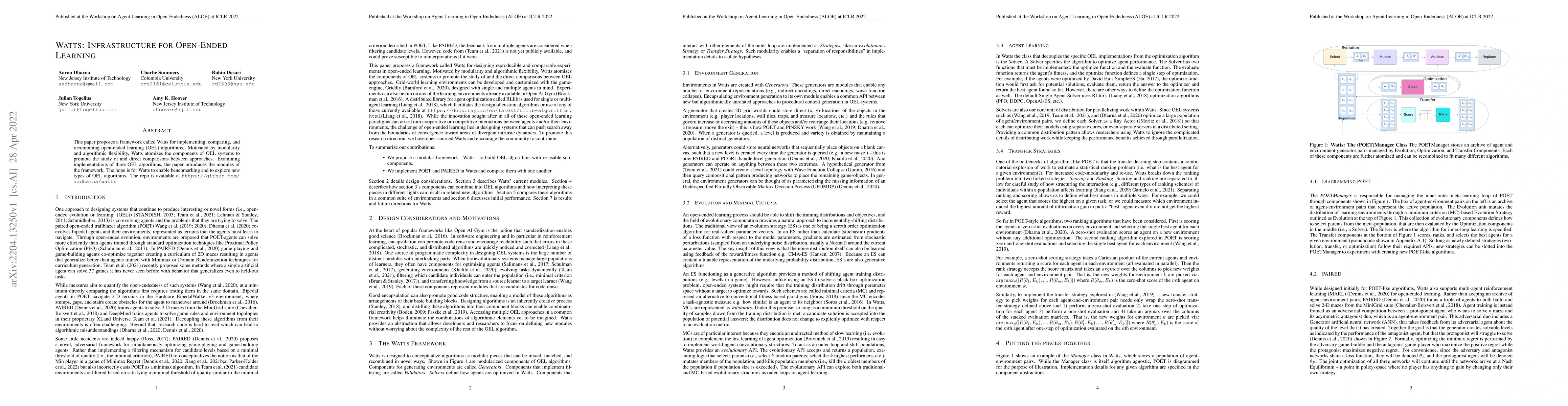 Thumbnail for Watts: Infrastructure for Open-Ended Learning