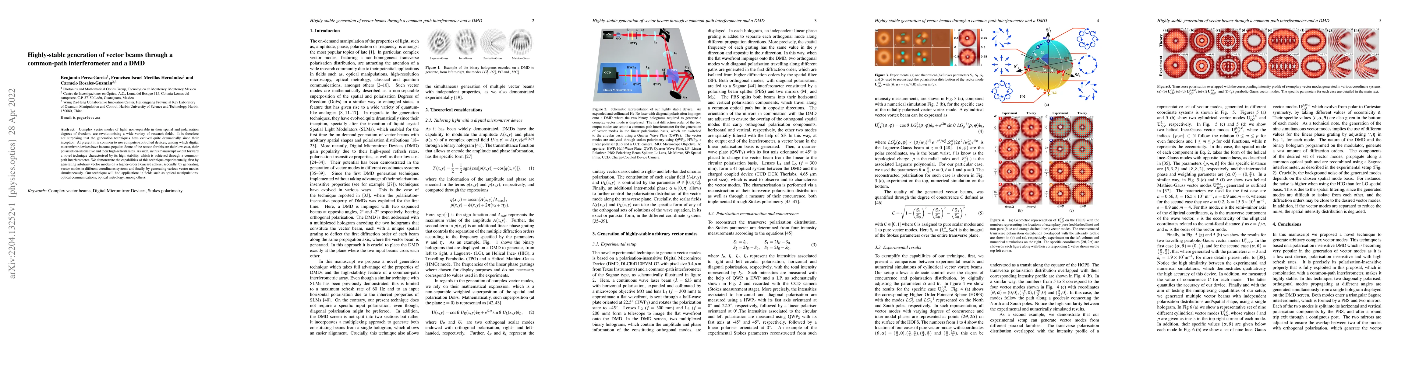 Thumbnail for DMD-based generation of vector beams through a common-path
  interferometer