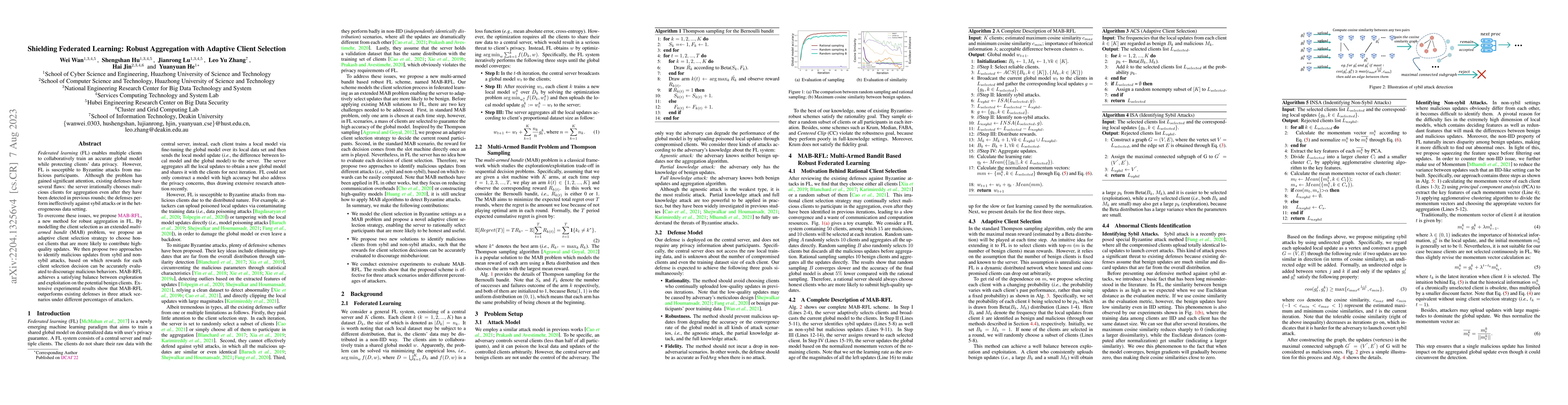 Thumbnail for Shielding Federated Learning: Robust Aggregation with Adaptive Client
  Selection