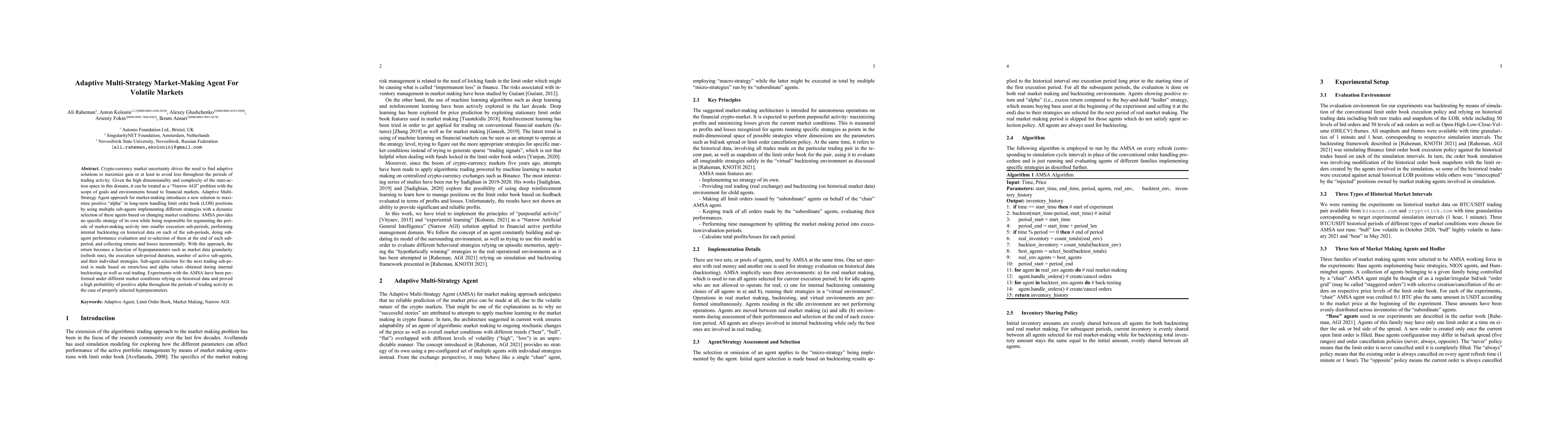 Thumbnail for Adaptive Multi-Strategy Market-Making Agent For Volatile Markets