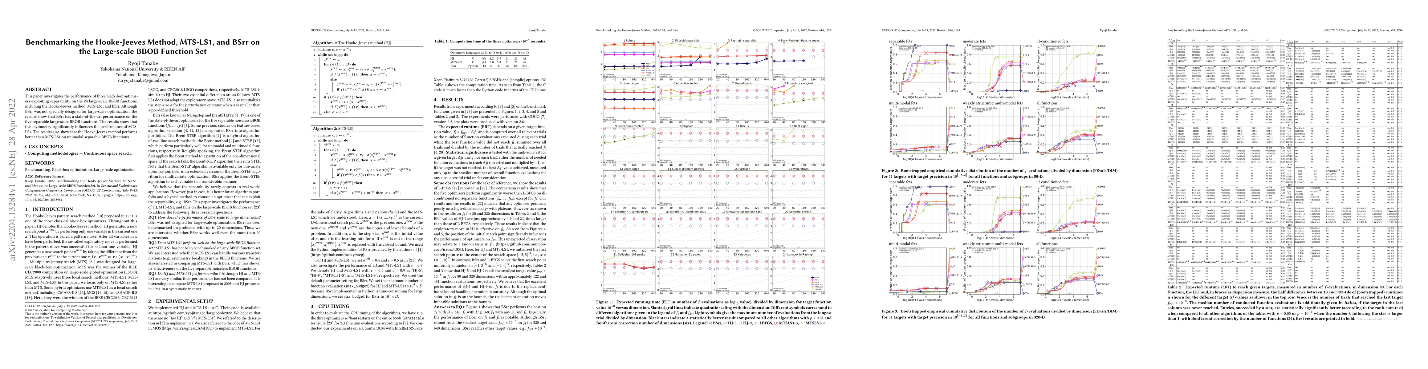 Thumbnail for Benchmarking the Hooke-Jeeves Method, MTS-LS1, and BSrr on the
  Large-scale BBOB Function Set