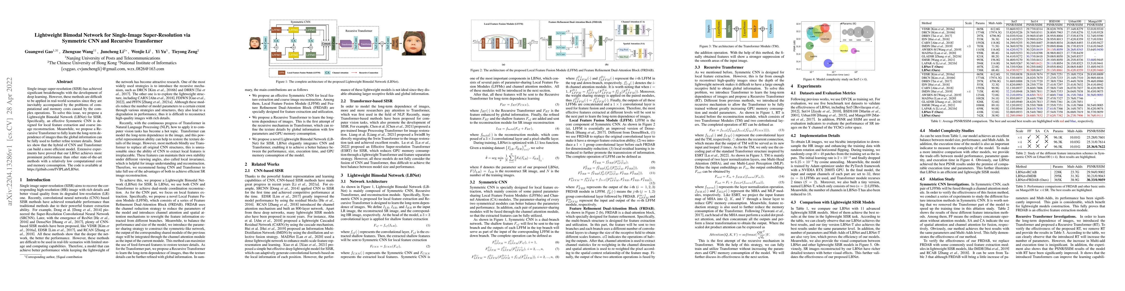 Thumbnail for Lightweight Bimodal Network for Single-Image Super-Resolution via
  Symmetric CNN and Recursive Transformer