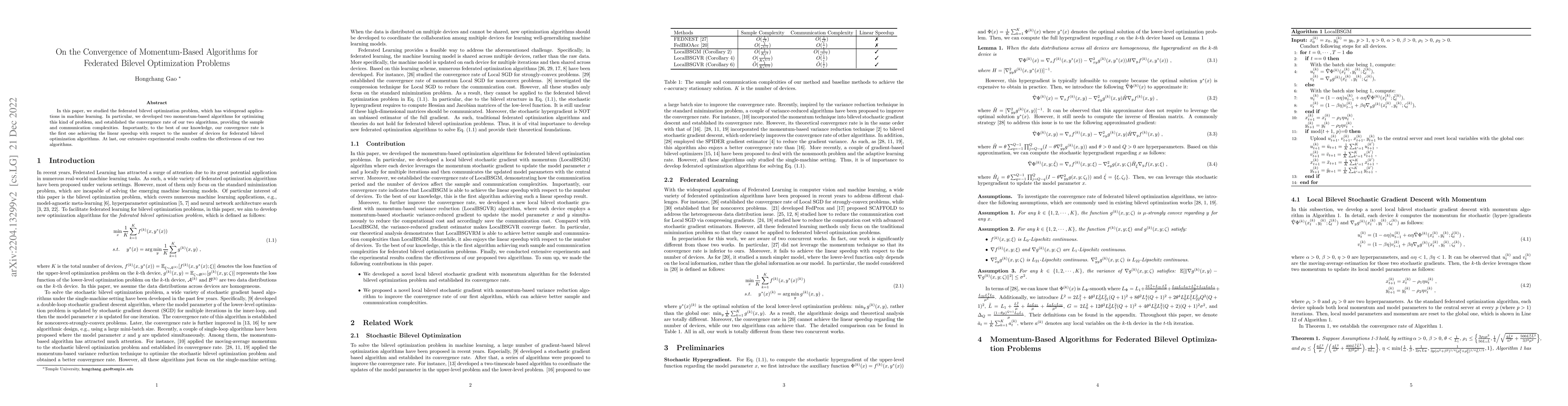 Thumbnail for On the Convergence of Momentum-Based Algorithms for Federated Bilevel
  Optimization Problems