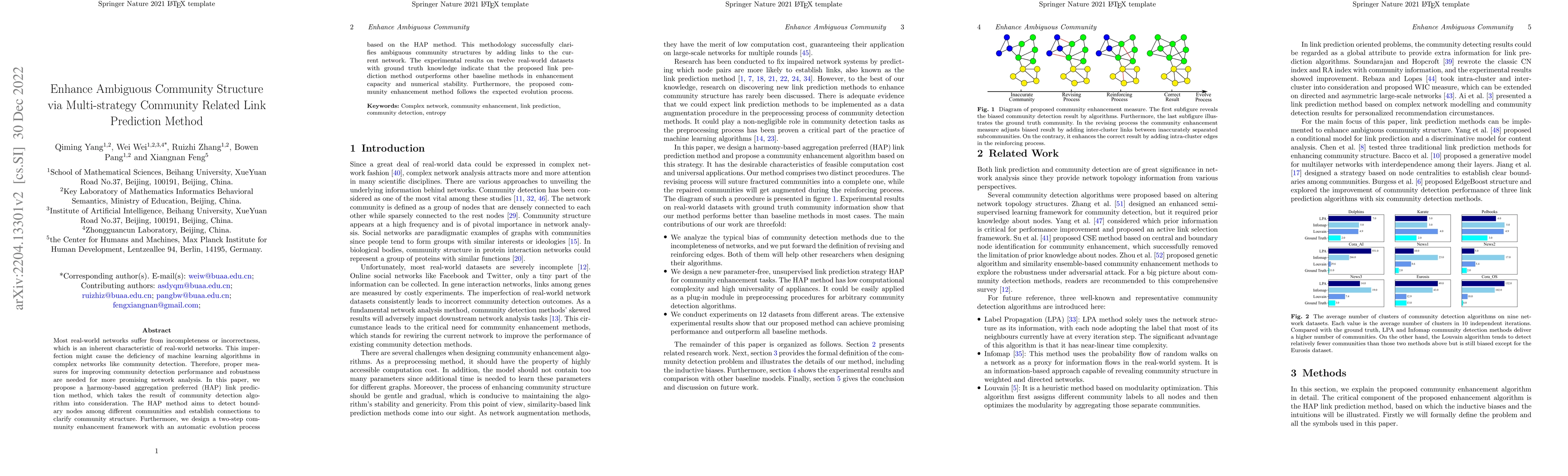 Thumbnail for Enhance Ambiguous Community Structure via Multi-strategy Community
  Related Link Prediction Method with Evolutionary Process