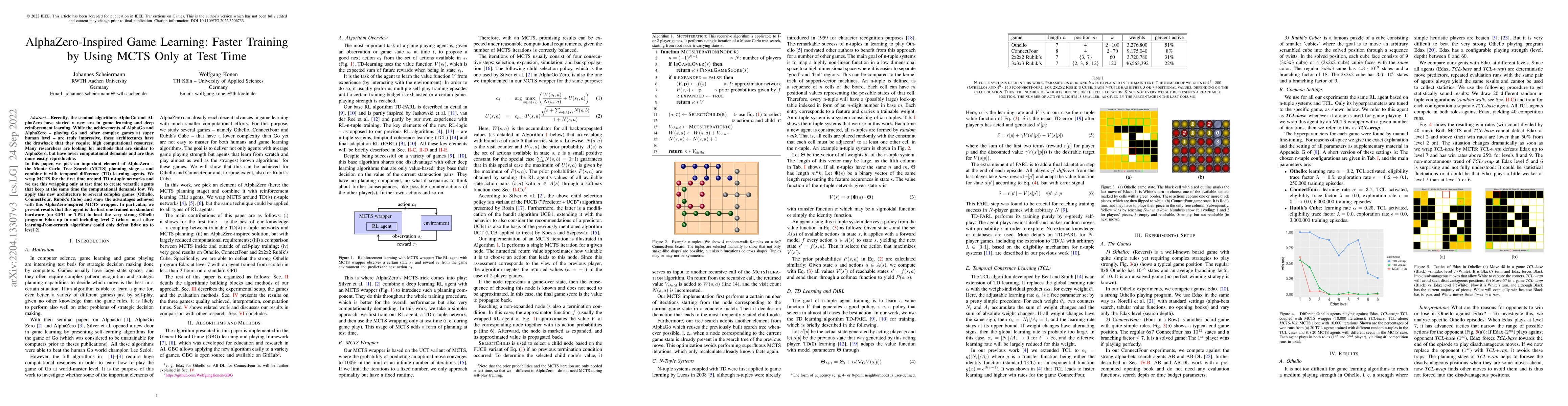 Thumbnail for AlphaZero-Inspired Game Learning: Faster Training by Using MCTS Only at
  Test Time