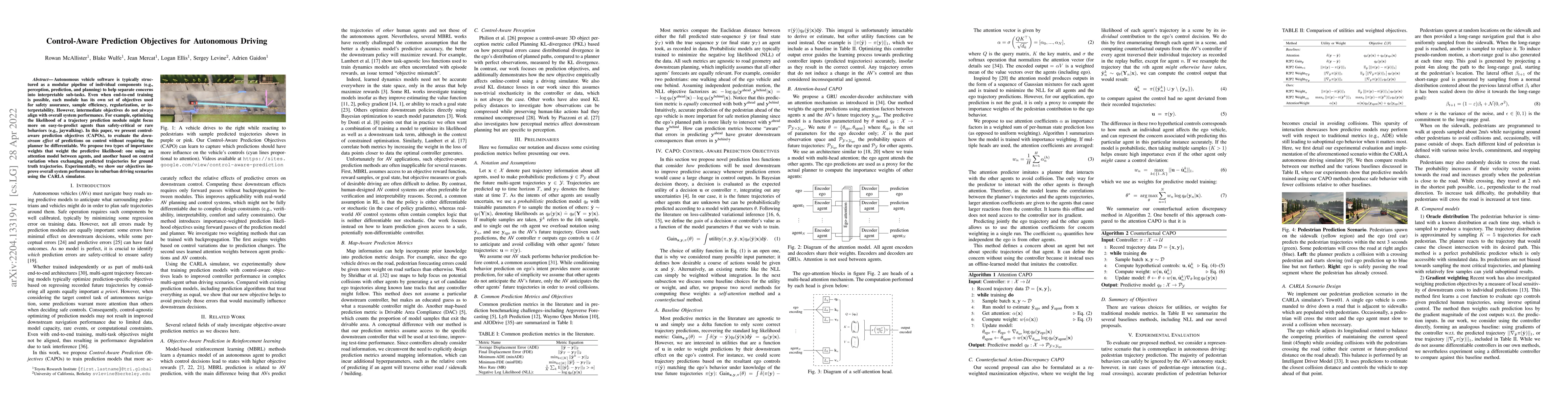 Thumbnail for Control-Aware Prediction Objectives for Autonomous Driving